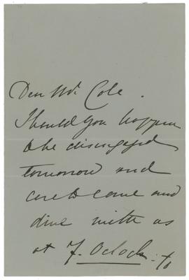 Lot #708 Jenny Lind: On dining with Clara Schumann and her musical philosophy: 