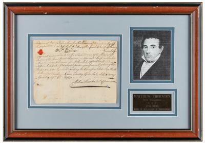 Lot #180 Matthew Thornton: The rare New Hampshire signer orders an arrest: 