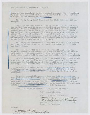 Lot #36 Franklin D. Roosevelt Typed Letter Signed as President on Star Spangled Banner - Image 5