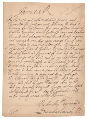 Lot #208 King James II Letter Signed - Image 1