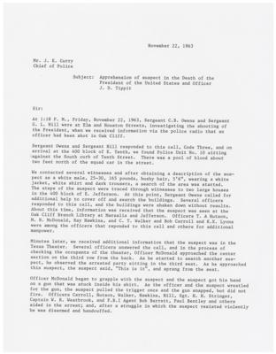 Lot #314 Kennedy Assassination: Oswald Captors Signed Souvenir Typescript - Image 1