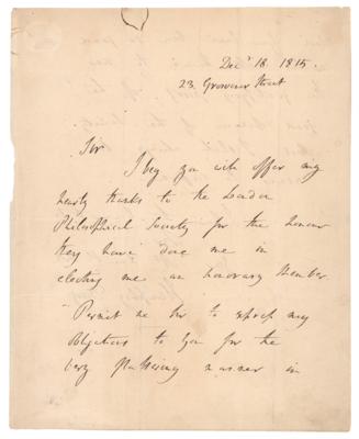 Lot #270 Humphry Davy Autograph Letter Signed - Image 1