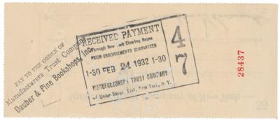 Lot #38 Franklin D. Roosevelt Signed Check - Image 2