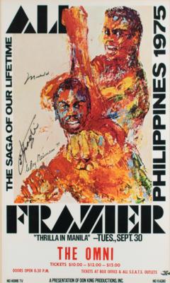 Lot #844 Muhammad Ali and Joe Frazier Signed 'Thrilla in Manila' Poster - Image 1