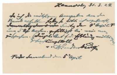 Lot #300 Paul von Hindenburg Autograph Letter Signed - Image 1
