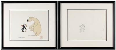 Lot #1187 Chilly Willy and Maxie the Polar Bear production cel and drawing from A Gooney Is Born signed by Walter Lantz Group Lot - Image 1