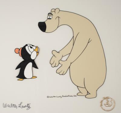 Lot #1187 Chilly Willy and Maxie the Polar Bear production cel and drawing from A Gooney Is Born signed by Walter Lantz Group Lot - Image 3