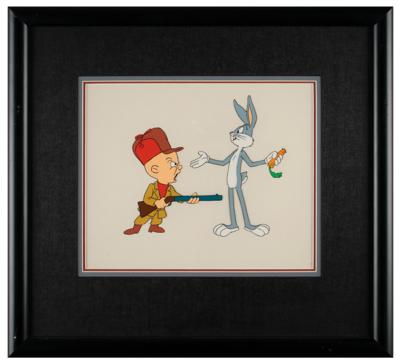 Lot #1160 Bugs Bunny and Elmer Fudd production cel from a Looney Tunes cartoon Production Cel - Image 1