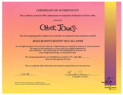 Lot #1161 Bugs Bunny production cel from Bugs Bunny's Bustin' Out All Over signed by Chuck Jones Production Cel - Image 4