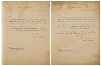 Lot #148 Theodore Roosevelt (2) Typed Letters Signed in Naval Record Archive - Image 1