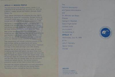 Lot #496 Apollo 11 Launch Pass and Invitation - Image 3