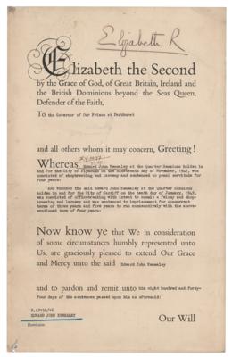 Lot #210 Queen Elizabeth II Document Signed - Image 1