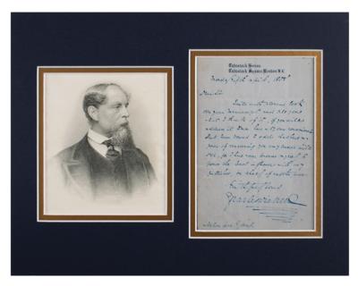 Lot #627. Charles Dickens: Dickens agrees to review a manuscript, but warns: "I have never known myself to possess the least influence with any publisher"