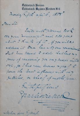 Lot #627 Charles Dickens: Dickens agrees to review a manuscript, but warns: 