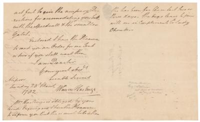 Lot #297 Warren Hastings Letter Signed - Image 2