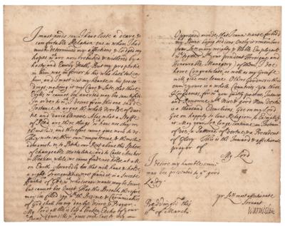 Lot #466 Robert Rich, 2nd Earl of Warwick Letter Signed - Image 2