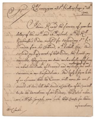 Lot #407 George Rooke Autograph Letter Signed - Image 1