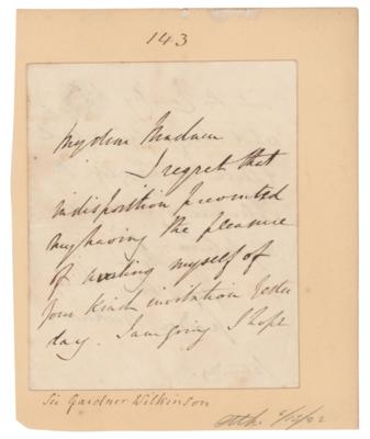 Lot #392 John Gardner Wilkinson Autograph Letter Signed - Image 1