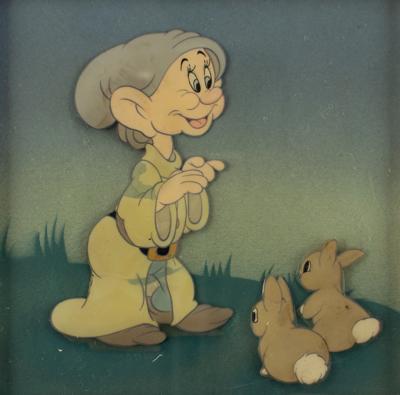 Lot #961 Dopey and Bunnies production cels from Snow White and the Seven Dwarfs - Image 1