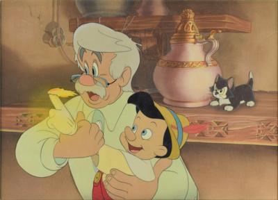 Lot #972 Pinocchio, Geppetto, and Figaro production key master background set-up from Pinocchio - Image 1