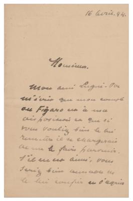 Lot #659 Maurice Maeterlinck Autograph Letter Signed - Image 1