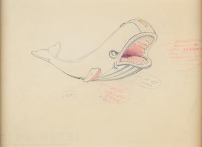 Lot #1104 Monstro color model production drawing from Pinocchio Color Model Production Drawing - Image 2