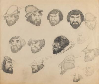 Lot #967 Huntsman preliminary model sheet drawing from Snow White and the Seven Dwarfs Preliminary Model Sheet Drawing - Image 1