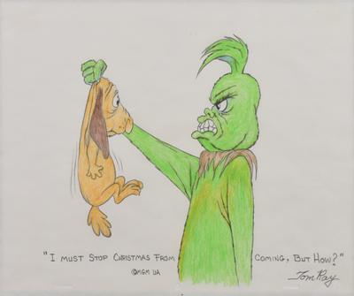 Lot #1044 Grinch and Max original drawing by Tom Ray Publicity Drawing - Image 1