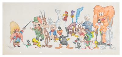 Lot #1043 Looney Tunes original panorama drawing