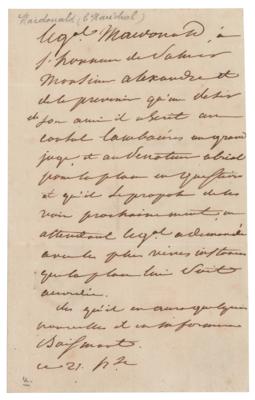 Lot #444 Etienne Macdonald Autograph Letter Signed - Image 1