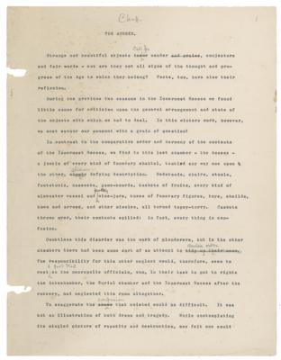 Lot #213 Howard Carter Hand-Annotated Chapter Typescript for The Tomb of Tutankhamun - Image 1