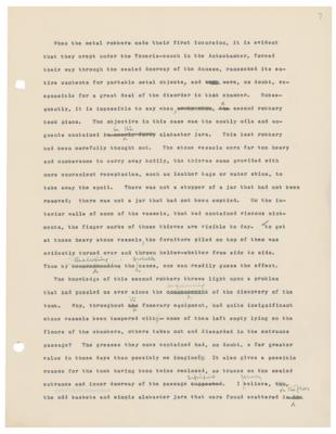 Lot #213 Howard Carter Hand-Annotated Chapter Typescript for The Tomb of Tutankhamun - Image 8