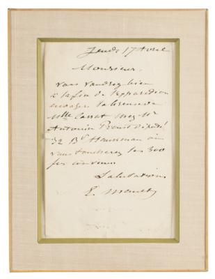 Lot #589 Edouard Manet Autograph Letter Signed - Image 2