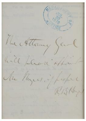 Lot #30 Rutherford B. Hayes Autograph Endorsement Signed as President - Image 2