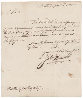 Lot #174 John Hancock Autograph Letter Signed - Image 1