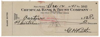 Lot #853 Babe Ruth Signed Check - Image 1