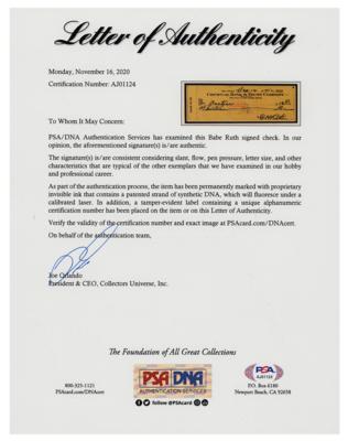 Lot #853 Babe Ruth Signed Check - Image 2