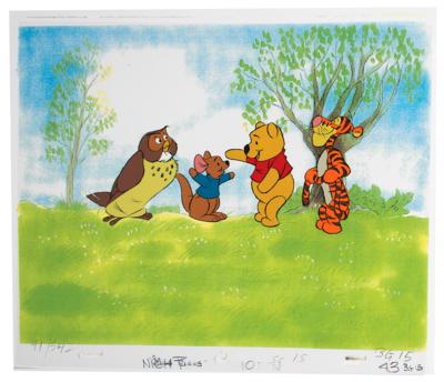 Lot #1136 Winnie the Pooh, Friend Owl, Roo, and Tigger production cel from a Disney television show Production Cel - Image 1
