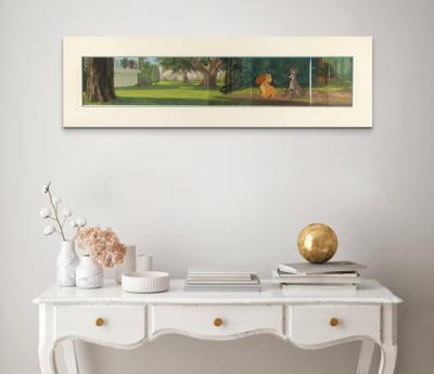 Lot #1004 Lady and Tramp production cels on a panoramic master background from Lady and the Tramp Production Cels On Eyvind Earle Master Background - Image 5
