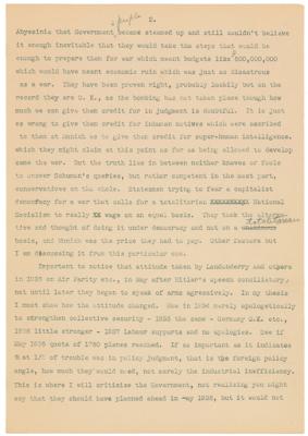 Lot #44 John F. Kennedy Hand-Corrected Thesis Draft, Harvard Yearbook, and Signed Letter - Image 2