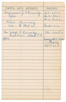 Lot #51 John F. Kennedy: Early address book from JFK's Boston apartment, signed 