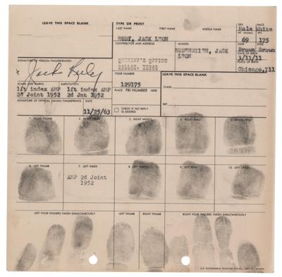 Lot #223 Jack Ruby: Amazing original fingerprint card from November 25, 1963?Ruby arrested for the 