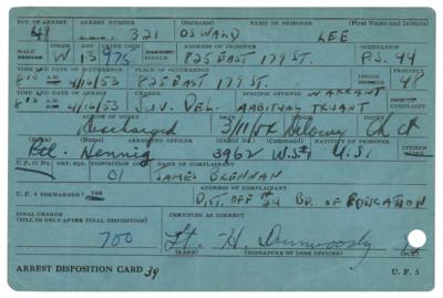 Lot #221 Lee Harvey Oswald 1953 Arrest Card - Image 1