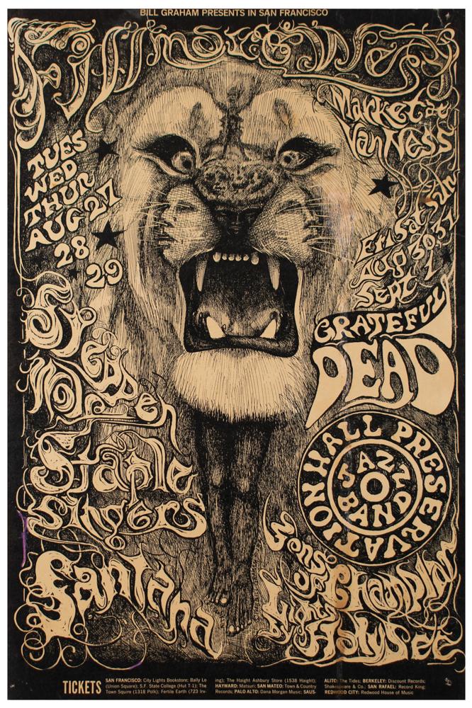 Grateful Dead and Santana Iconic 1968 Fillmore West (BG 134