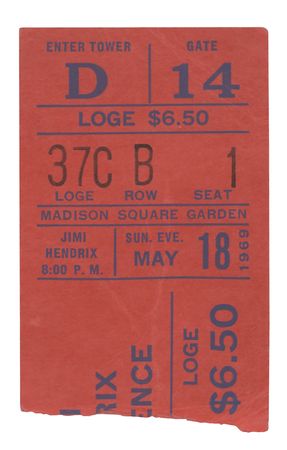 Lot #4085 Jimi Hendrix Experience 1969 Madison Square Garden Ticket Stub and Original U.S. Tour 'Electric Church' Program - Image 1