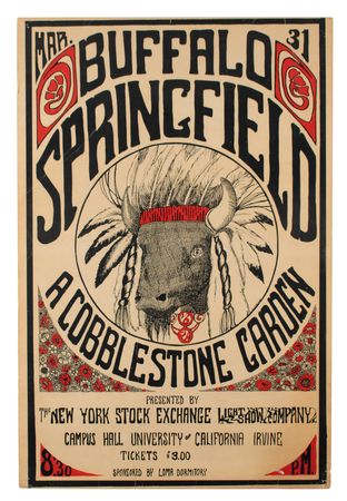 バッファロースプリングフィールド 1967 ビンテージポスター Buffalo Springfield 1967 Irvine Concert Poster | RR Auction