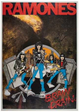 Lot #4479 Ramones Signed 'Brain Drain' Poster