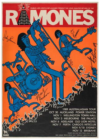 Lot #4480 Ramones Signed 1989 Australasian Tour