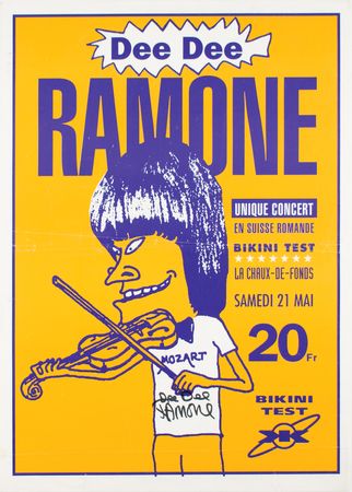 Lot #4464 Dee Dee Ramone Signed Concert Poster