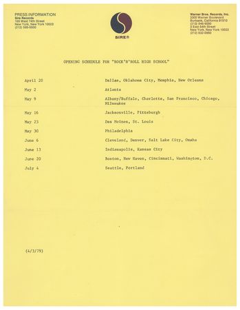 Lot #4503 Ramones 1977 Press Kit and Rock 'N' Roll High School Press Release - Image 3